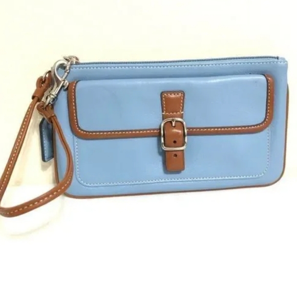 Coach Hampton Bag Classy Vintage Wristlet Blue Leather Authentic 💙 Buckle Snap